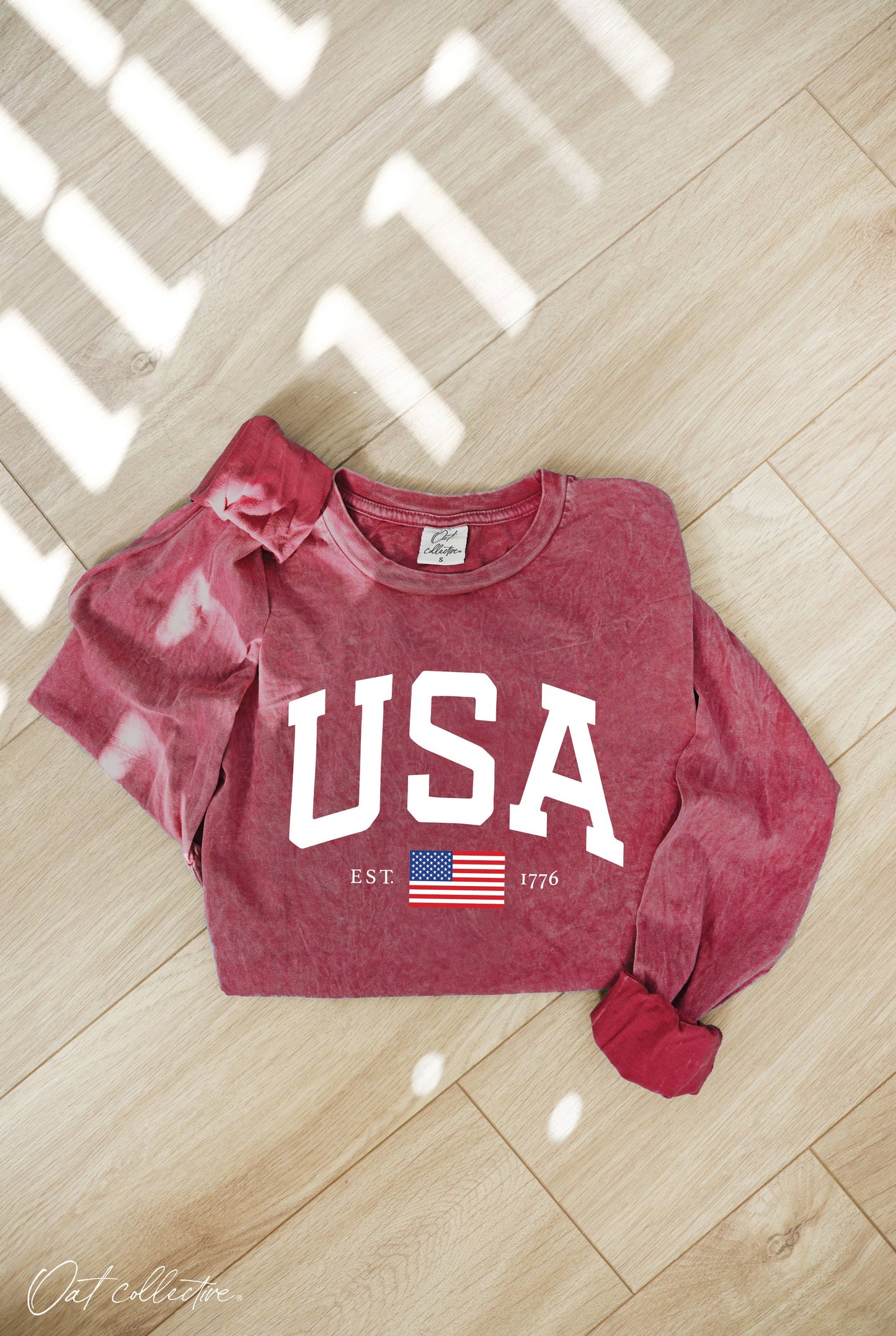 USA  Mineral Washed Long Sleeve Graphic