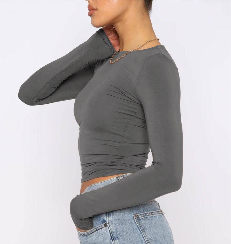 Slim fit long sleeve Basic tee women T-shirt