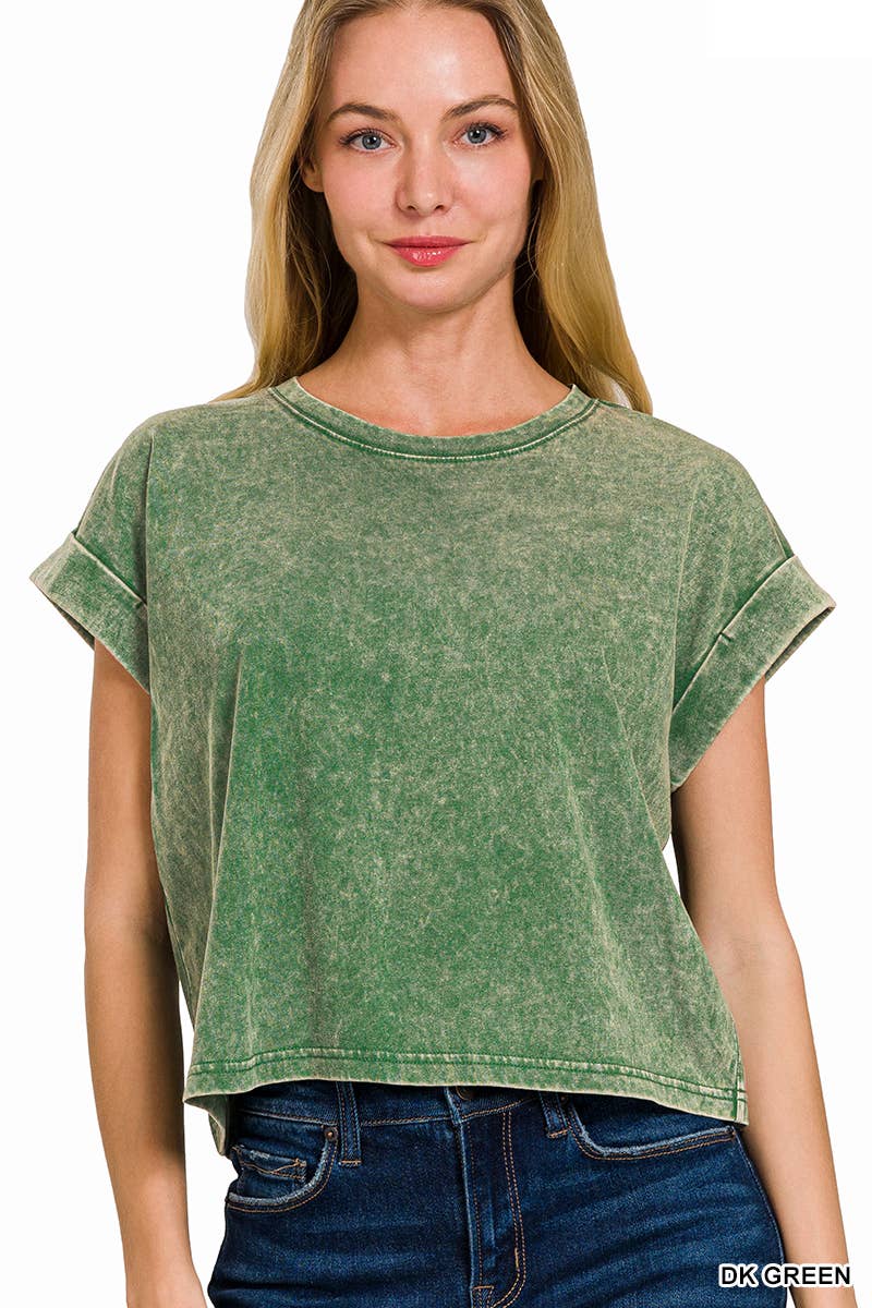 WASHED COTTON SHORT SLEEVE TOP
