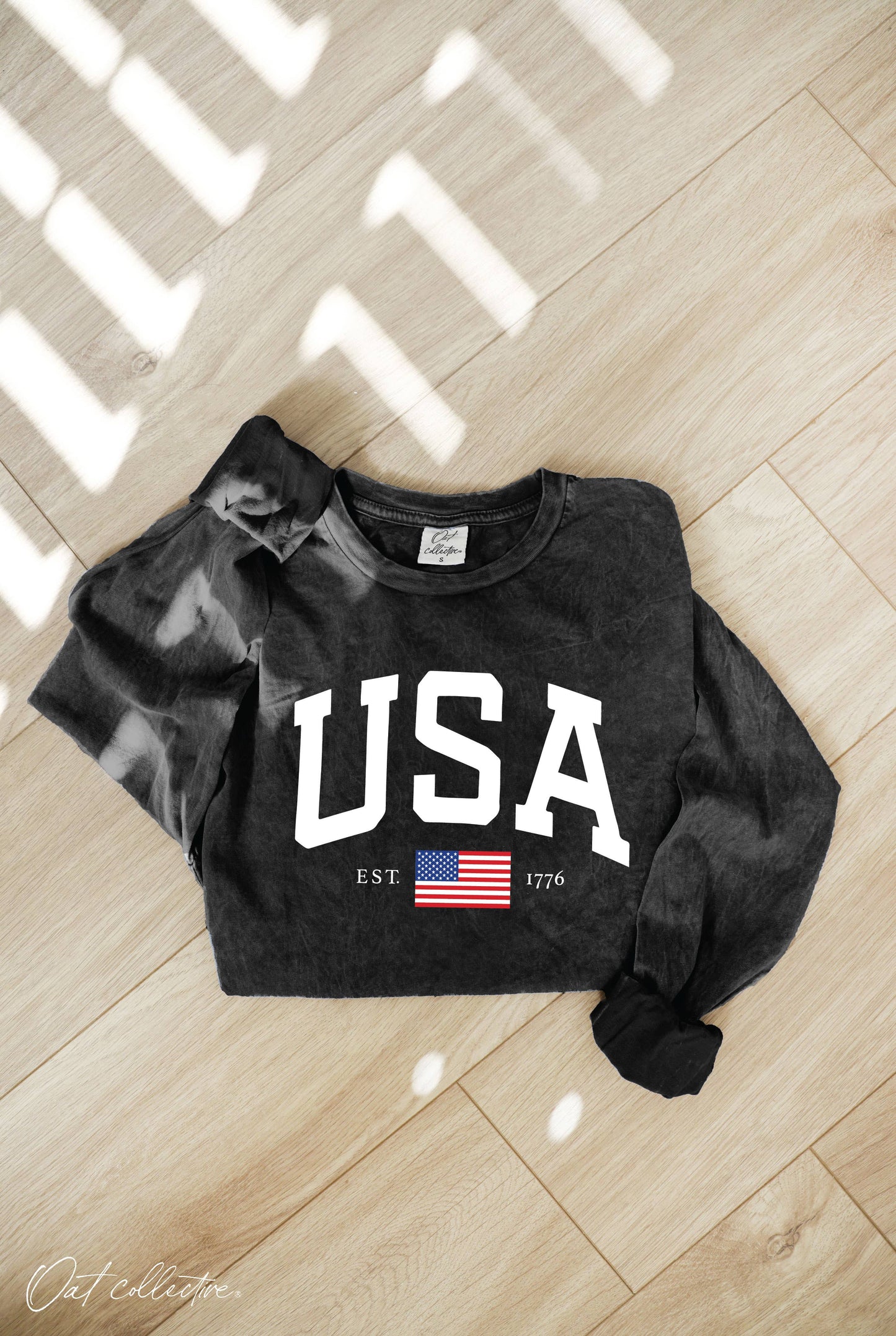 USA  Mineral Washed Long Sleeve Graphic