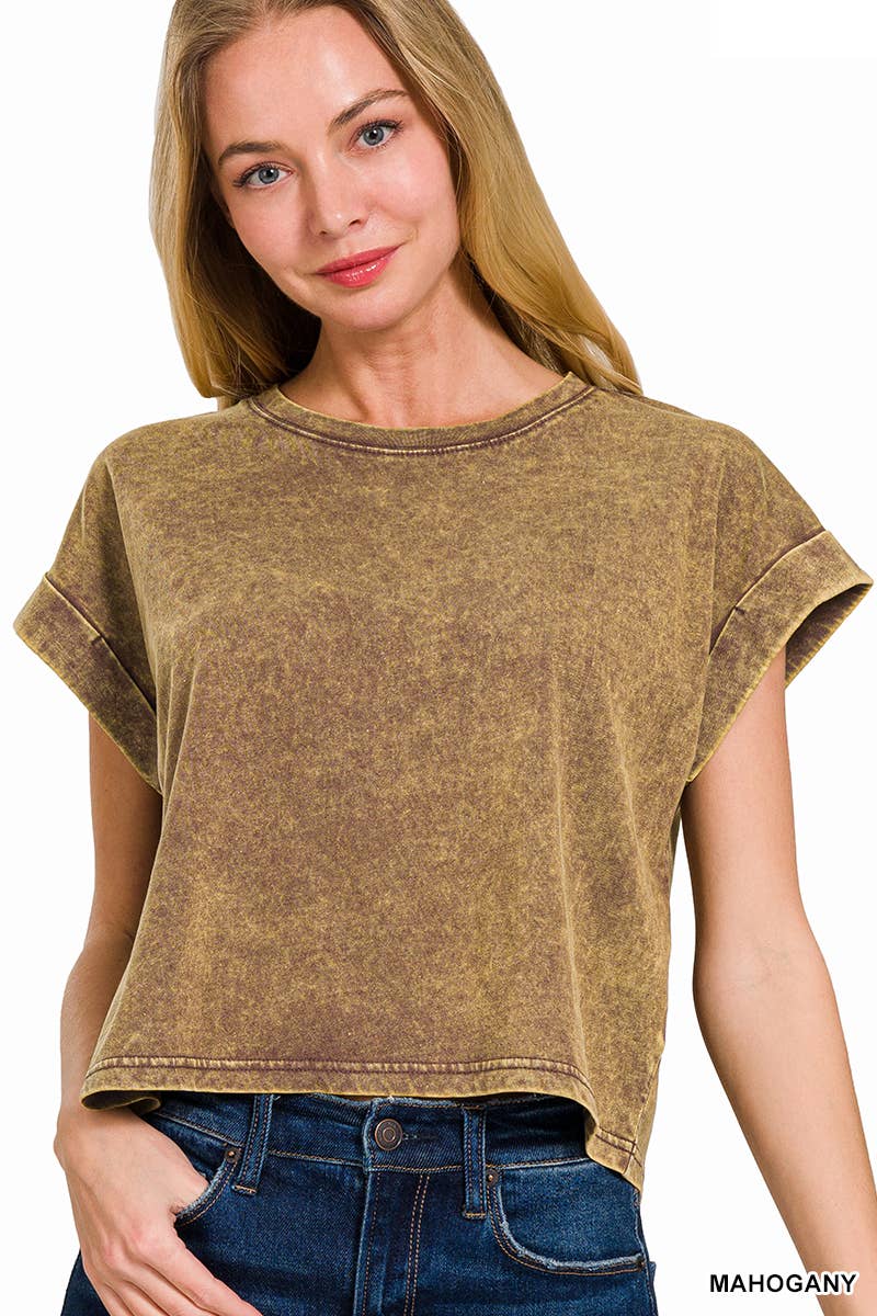 WASHED COTTON SHORT SLEEVE TOP