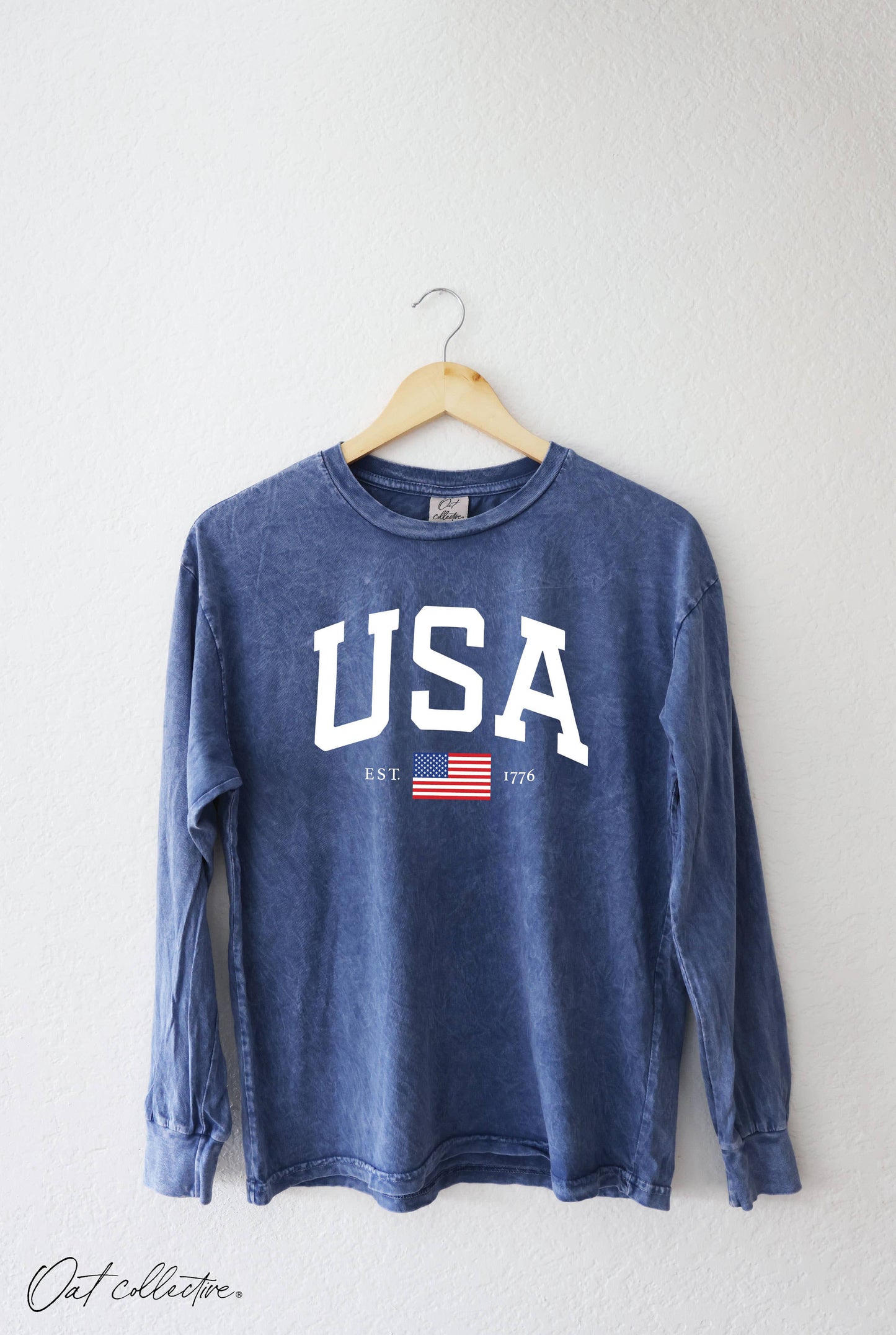 USA  Mineral Washed Long Sleeve Graphic