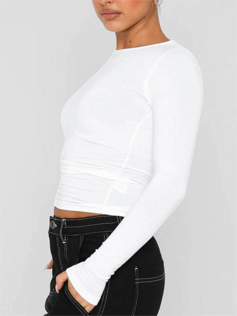 Slim fit long sleeve Basic tee women T-shirt