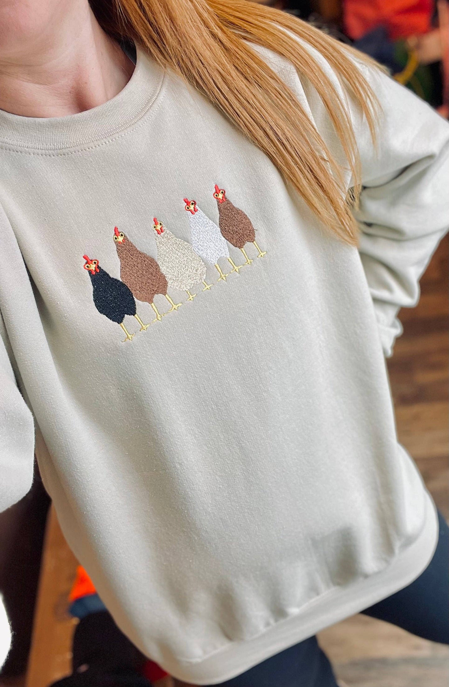 Chickens Embroidered Sweatshirt