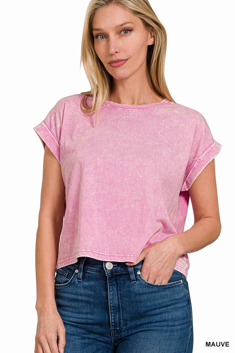 WASHED COTTON SHORT SLEEVE TOP