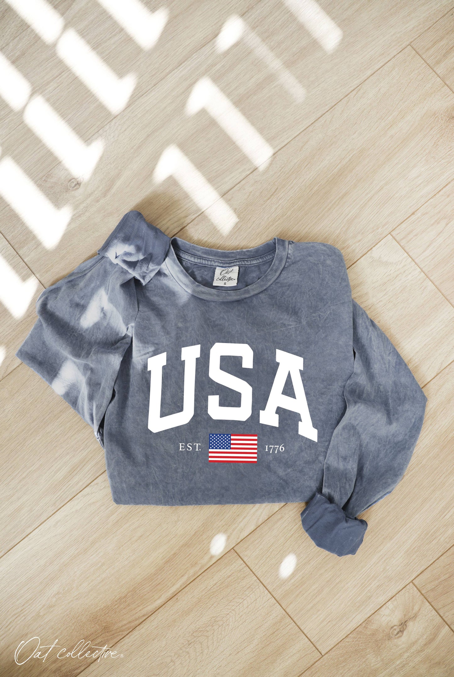 USA  Mineral Washed Long Sleeve Graphic