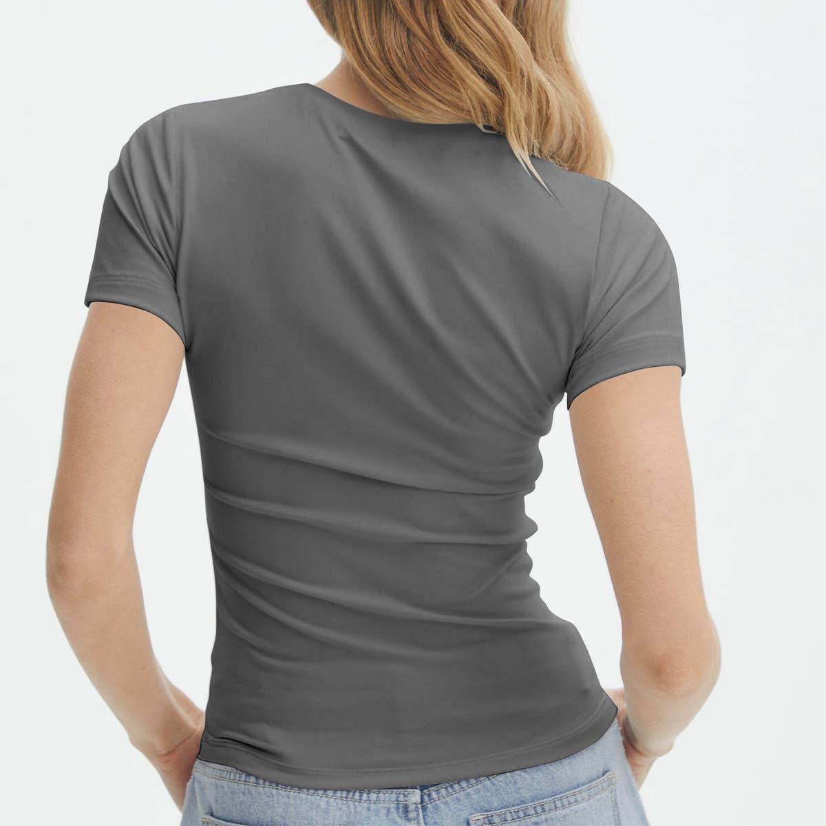 Fashion high sense simple short sleeve base T-shirt