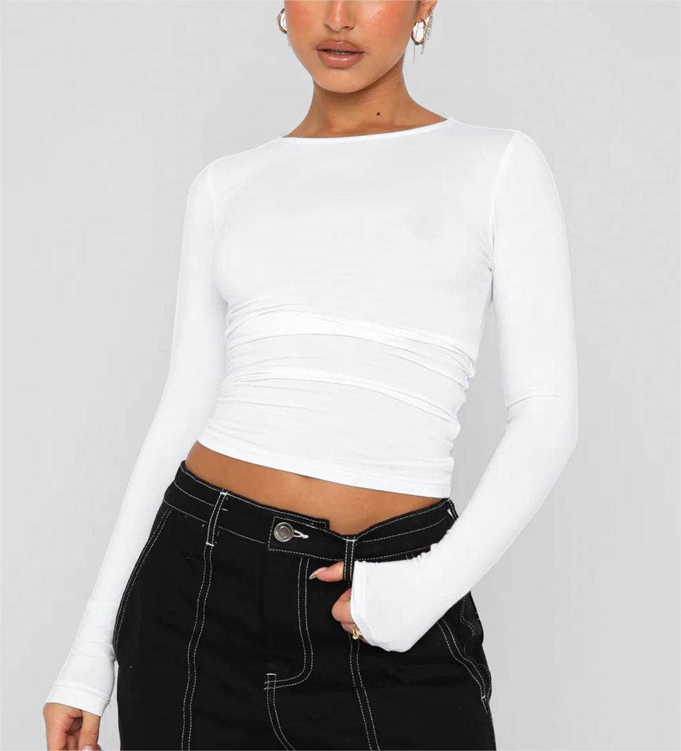 Slim fit long sleeve Basic tee women T-shirt