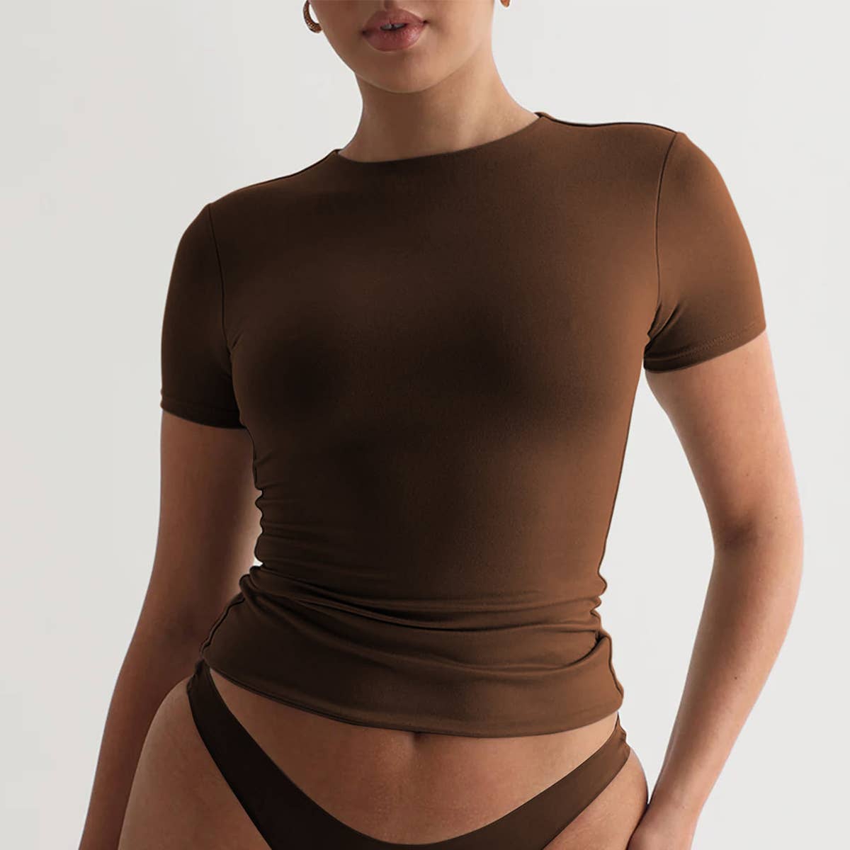 Fashion high sense simple short sleeve base T-shirt