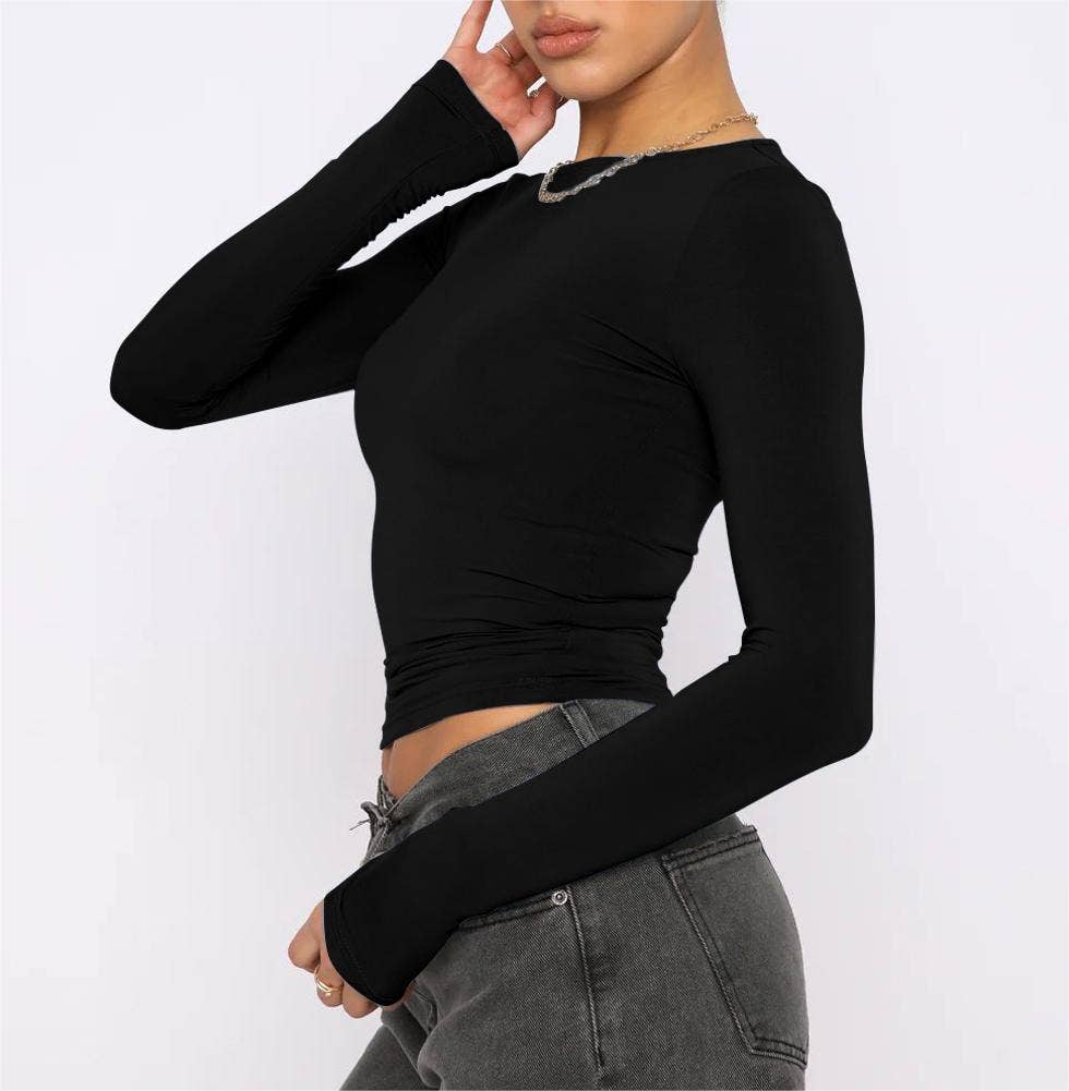 Slim fit long sleeve Basic tee women T-shirt