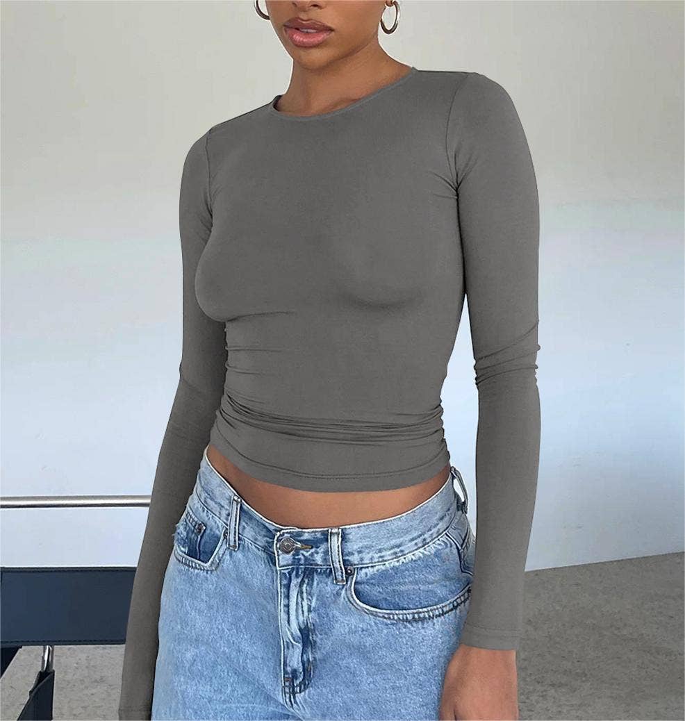 Slim fit long sleeve Basic tee women T-shirt