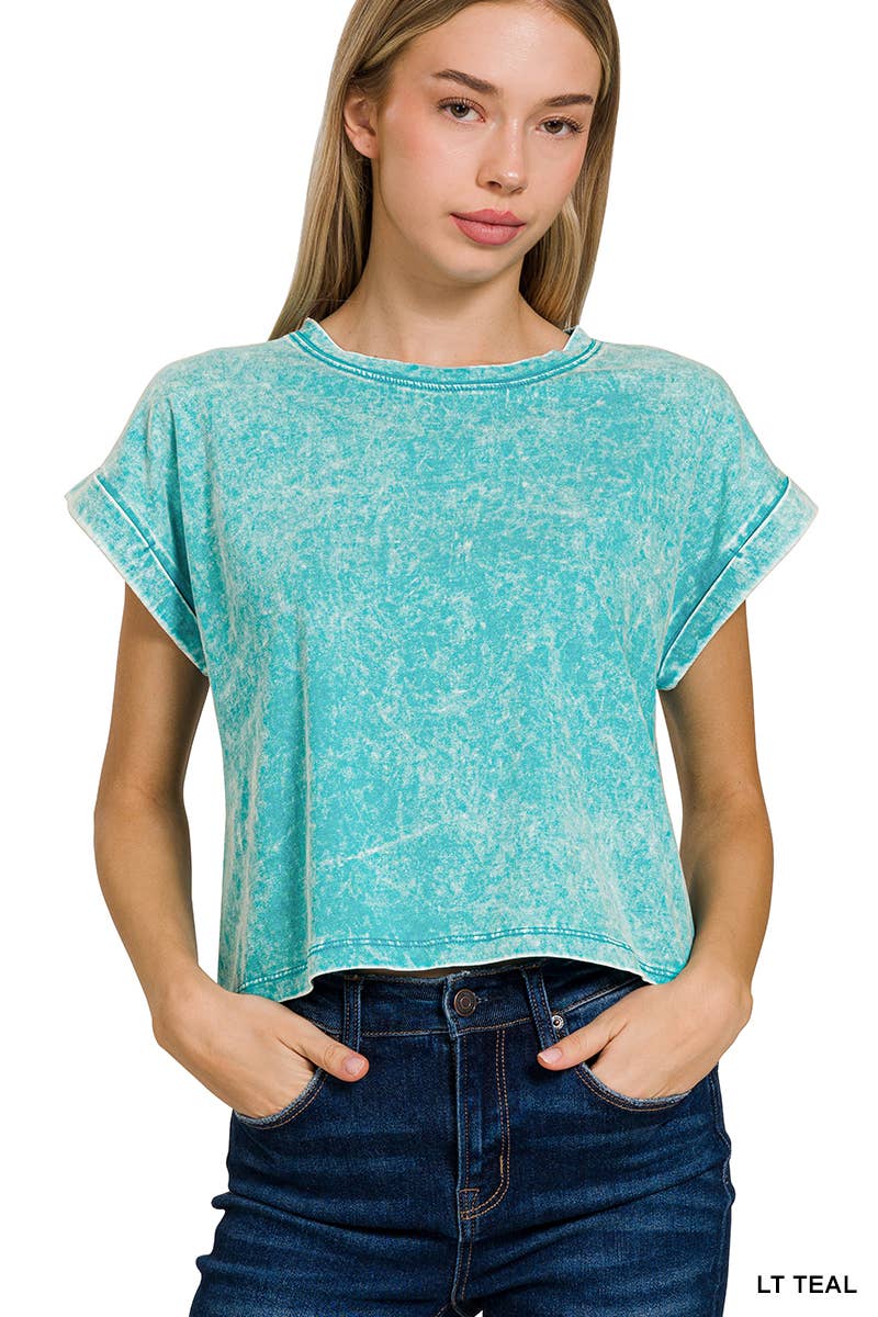 WASHED COTTON SHORT SLEEVE TOP