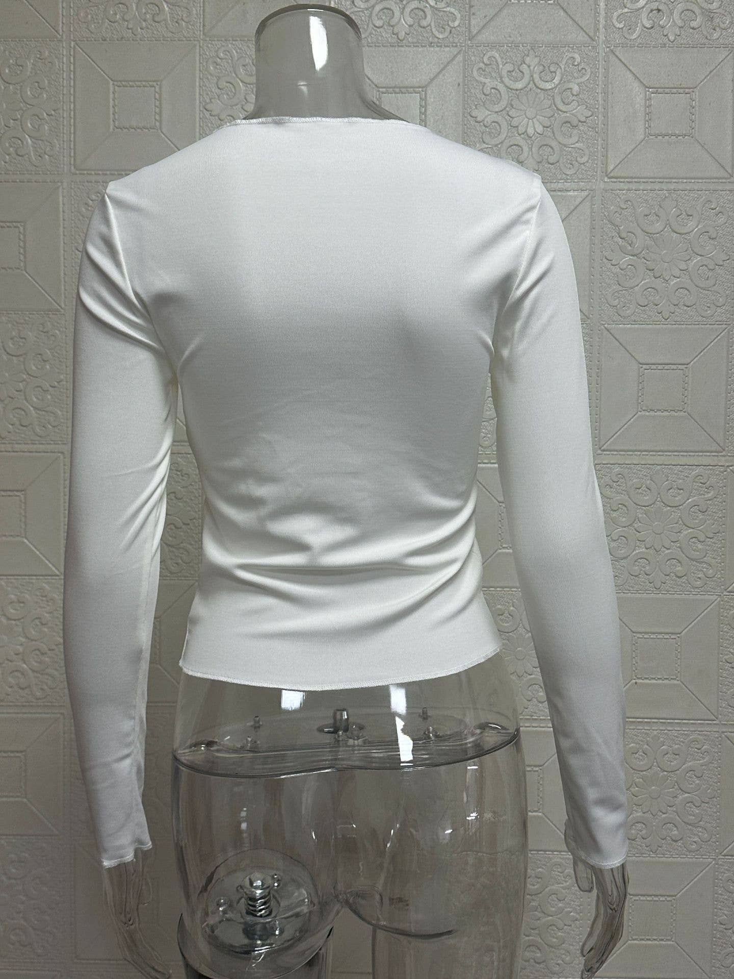 Plain Piping Long Sleeve Basic Top