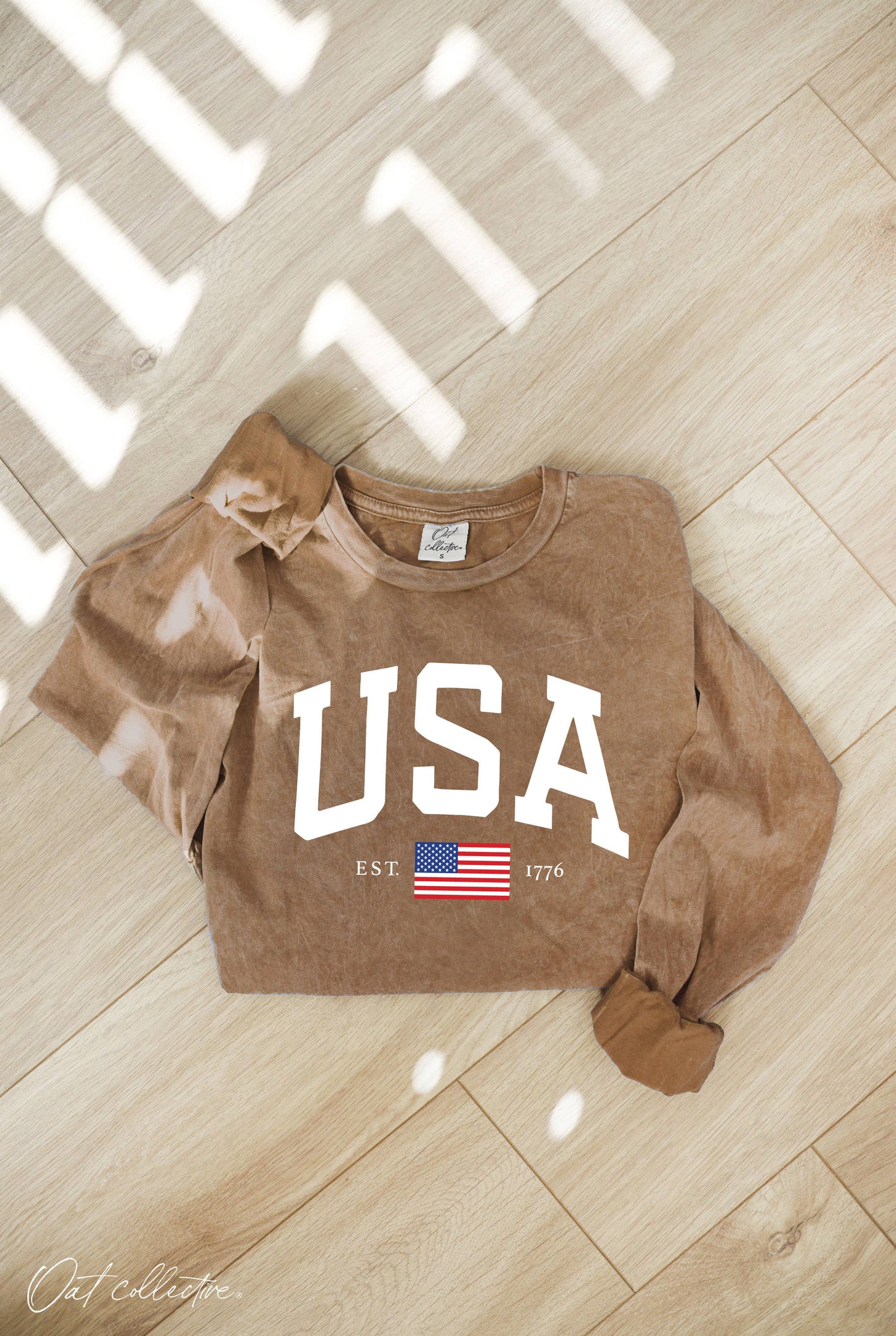 USA  Mineral Washed Long Sleeve Graphic