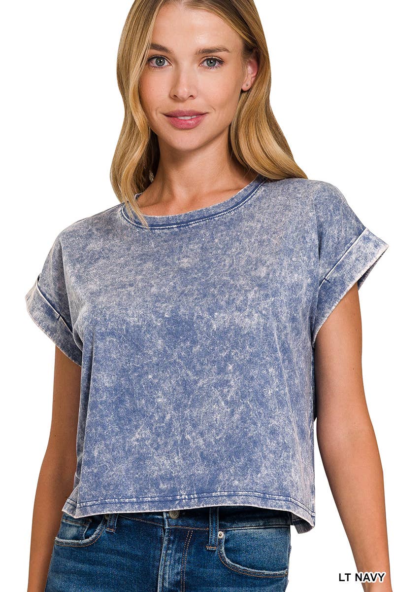 WASHED COTTON SHORT SLEEVE TOP