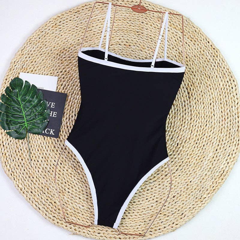 Simple Color Block Sexy One Piece Swimwear
