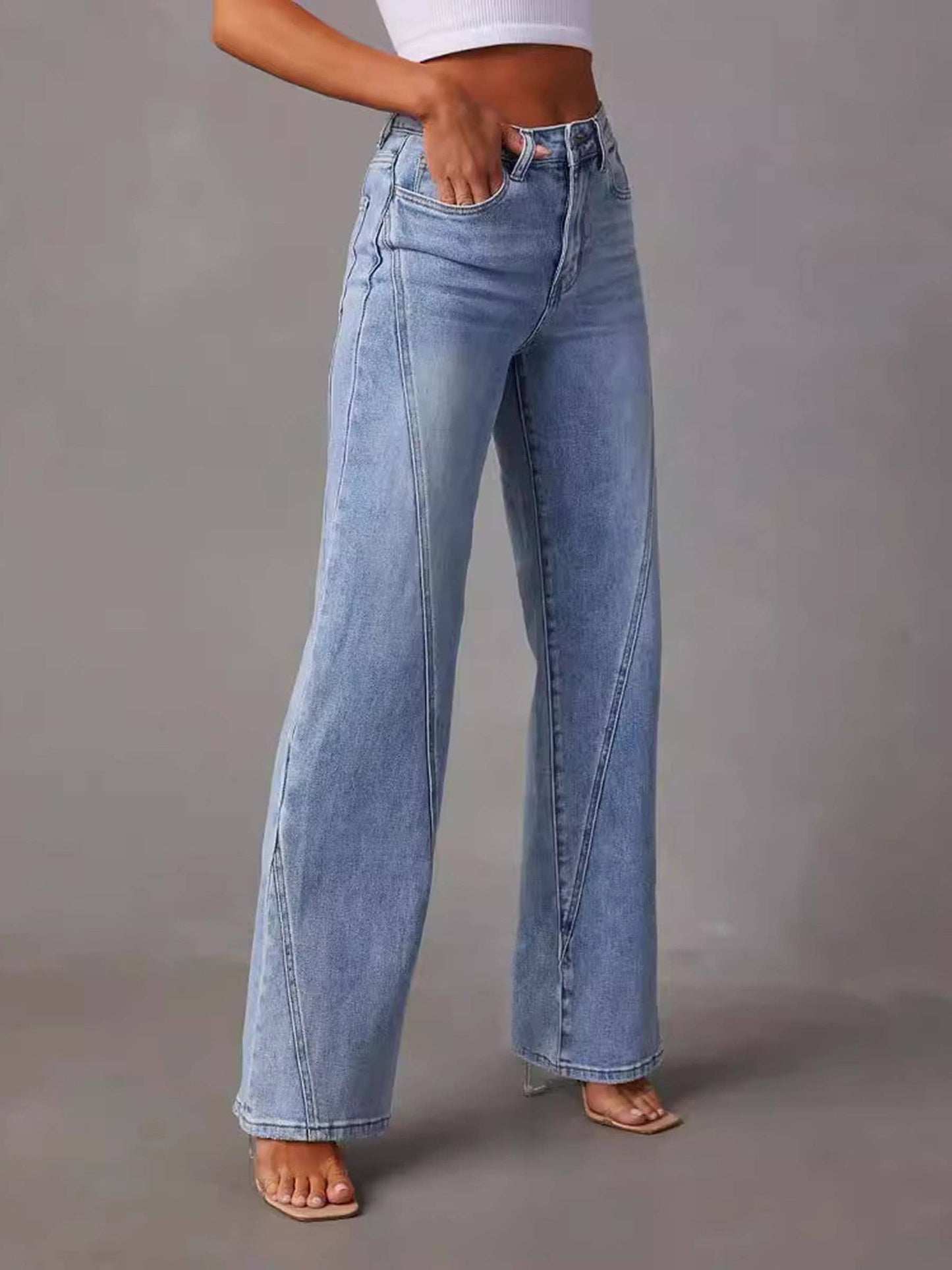 High Waisted Loose Denim Pants