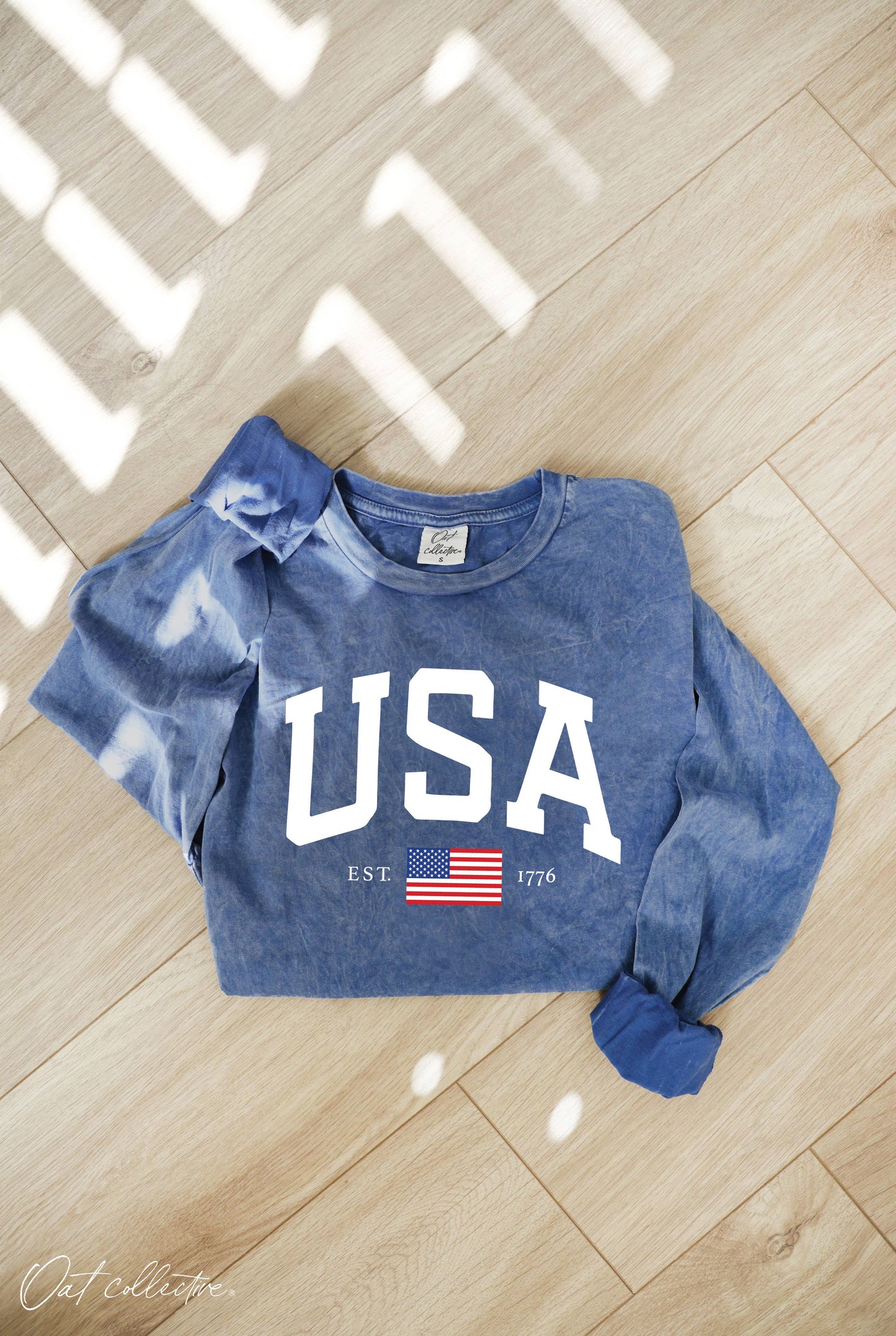 USA  Mineral Washed Long Sleeve Graphic
