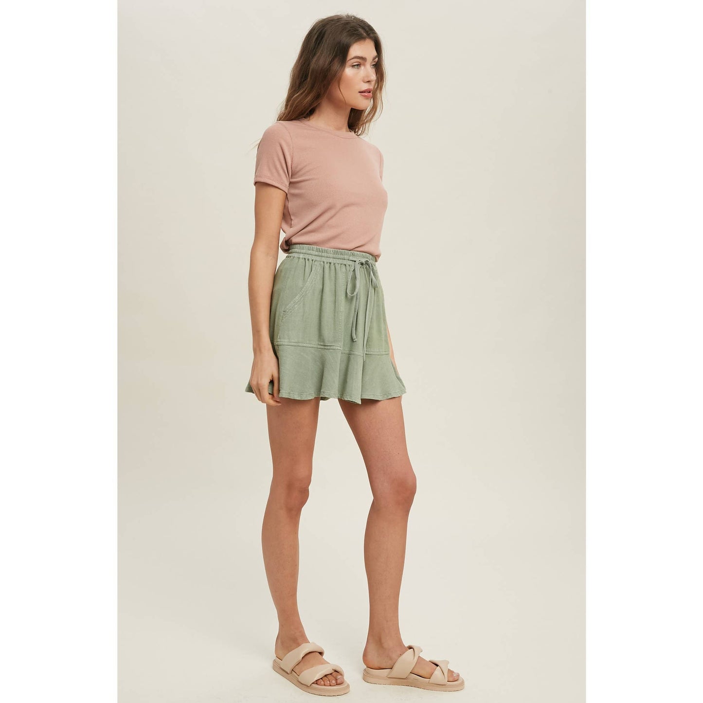 RIBBED KNIT BASIC T-SHIRT