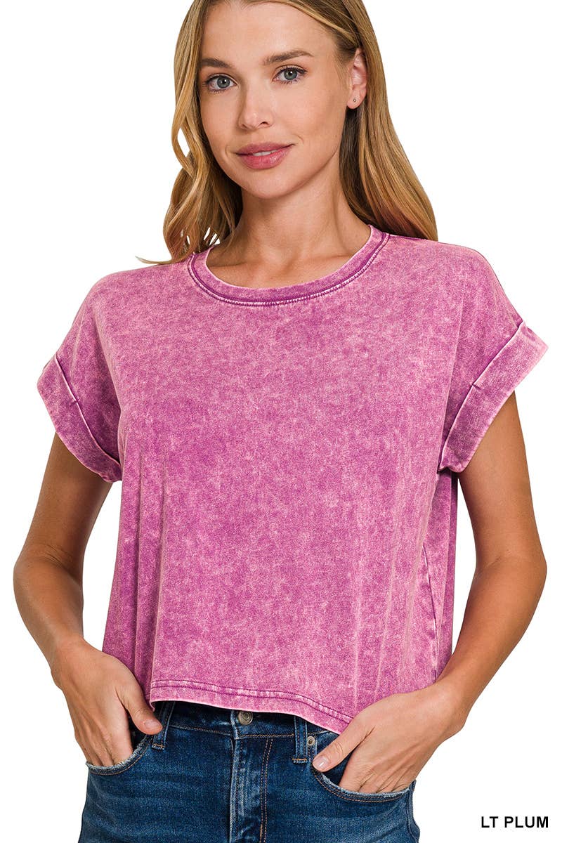 WASHED COTTON SHORT SLEEVE TOP