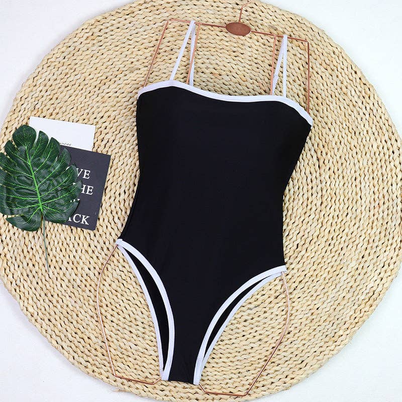 Simple Color Block Sexy One Piece Swimwear