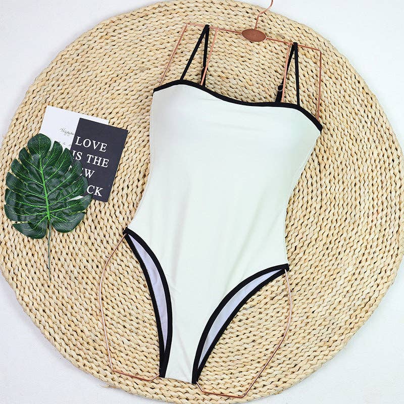 Simple Color Block Sexy One Piece Swimwear