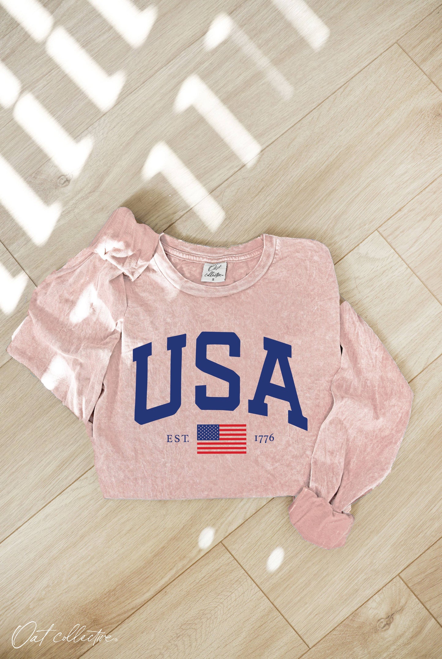 USA  Mineral Washed Long Sleeve Graphic