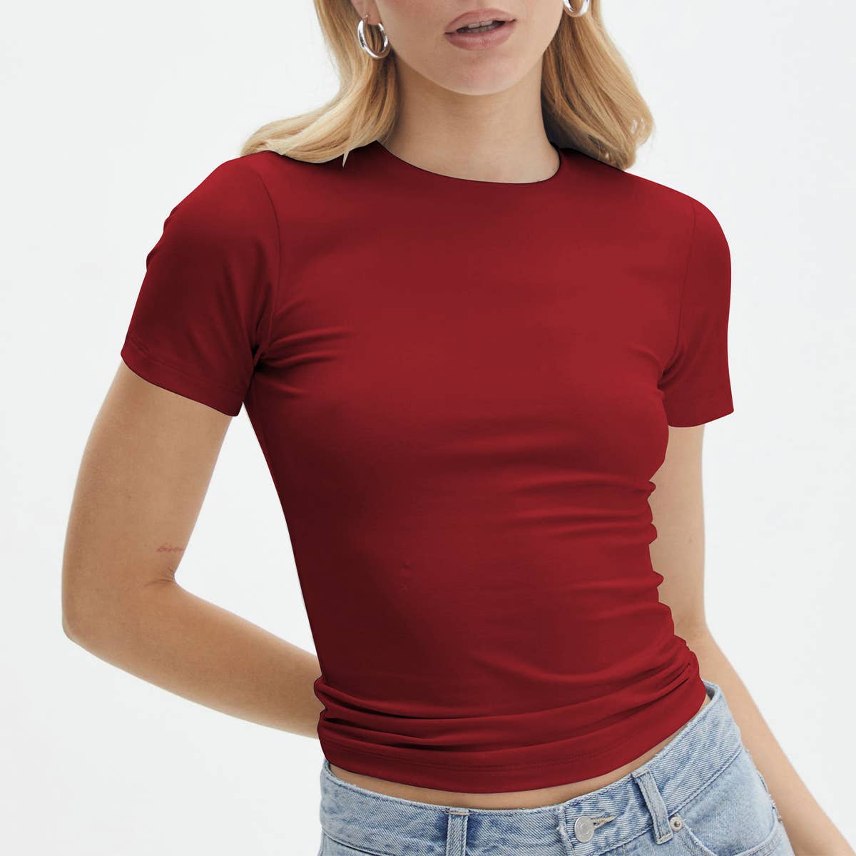 Fashion high sense simple short sleeve base T-shirt