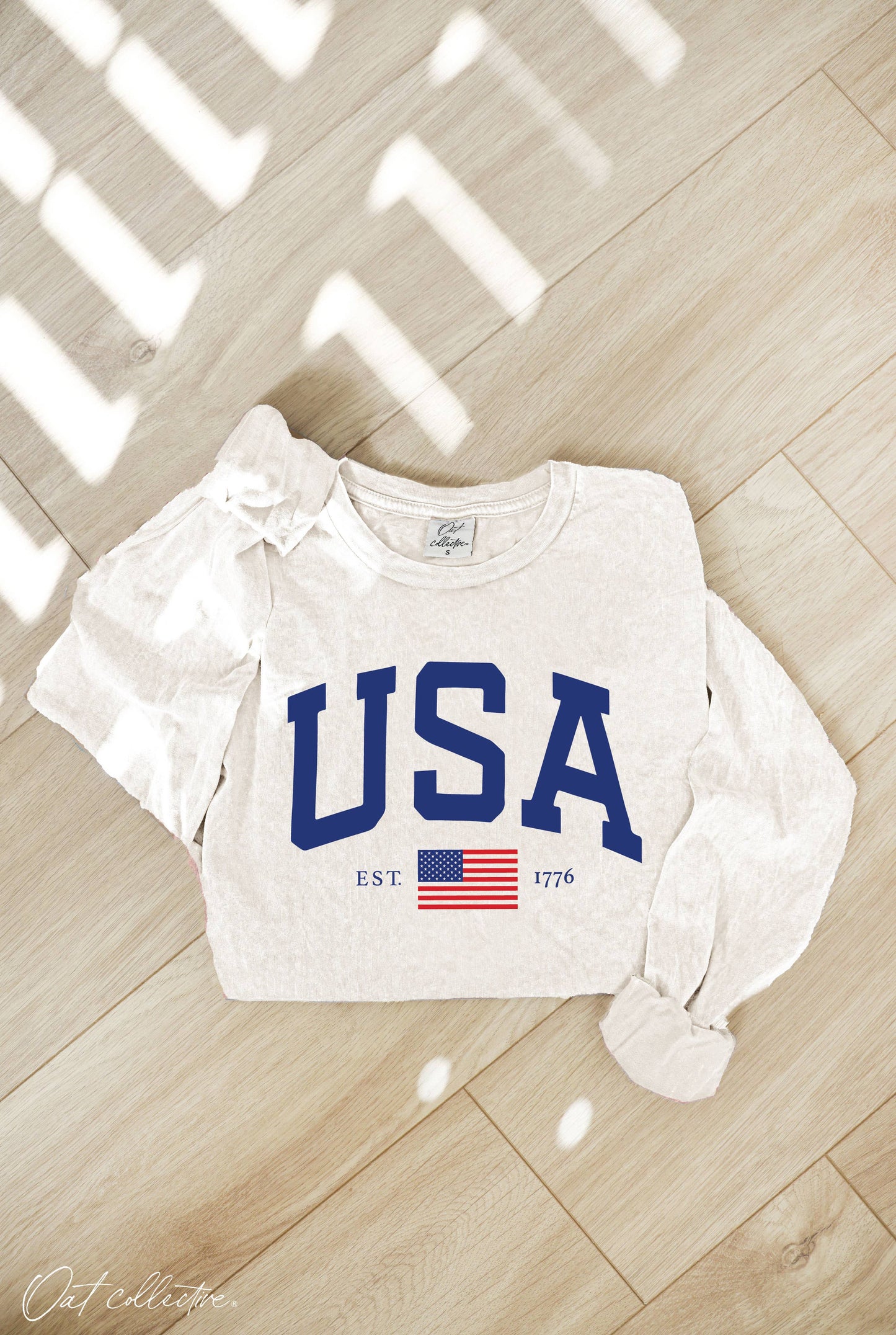 USA  Mineral Washed Long Sleeve Graphic
