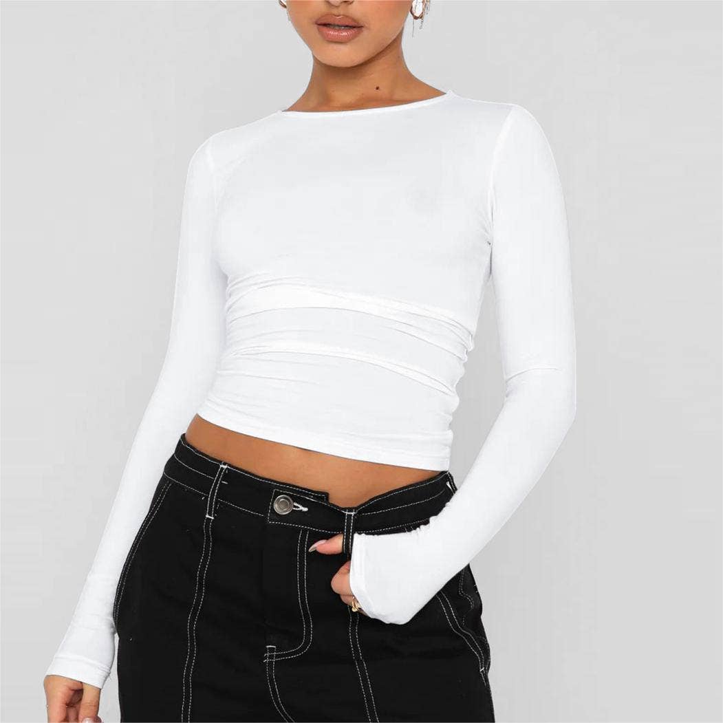 Slim fit long sleeve Basic tee women T-shirt