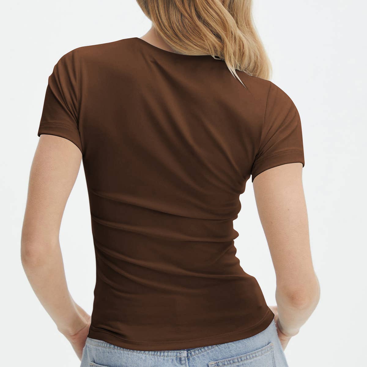 Fashion high sense simple short sleeve base T-shirt