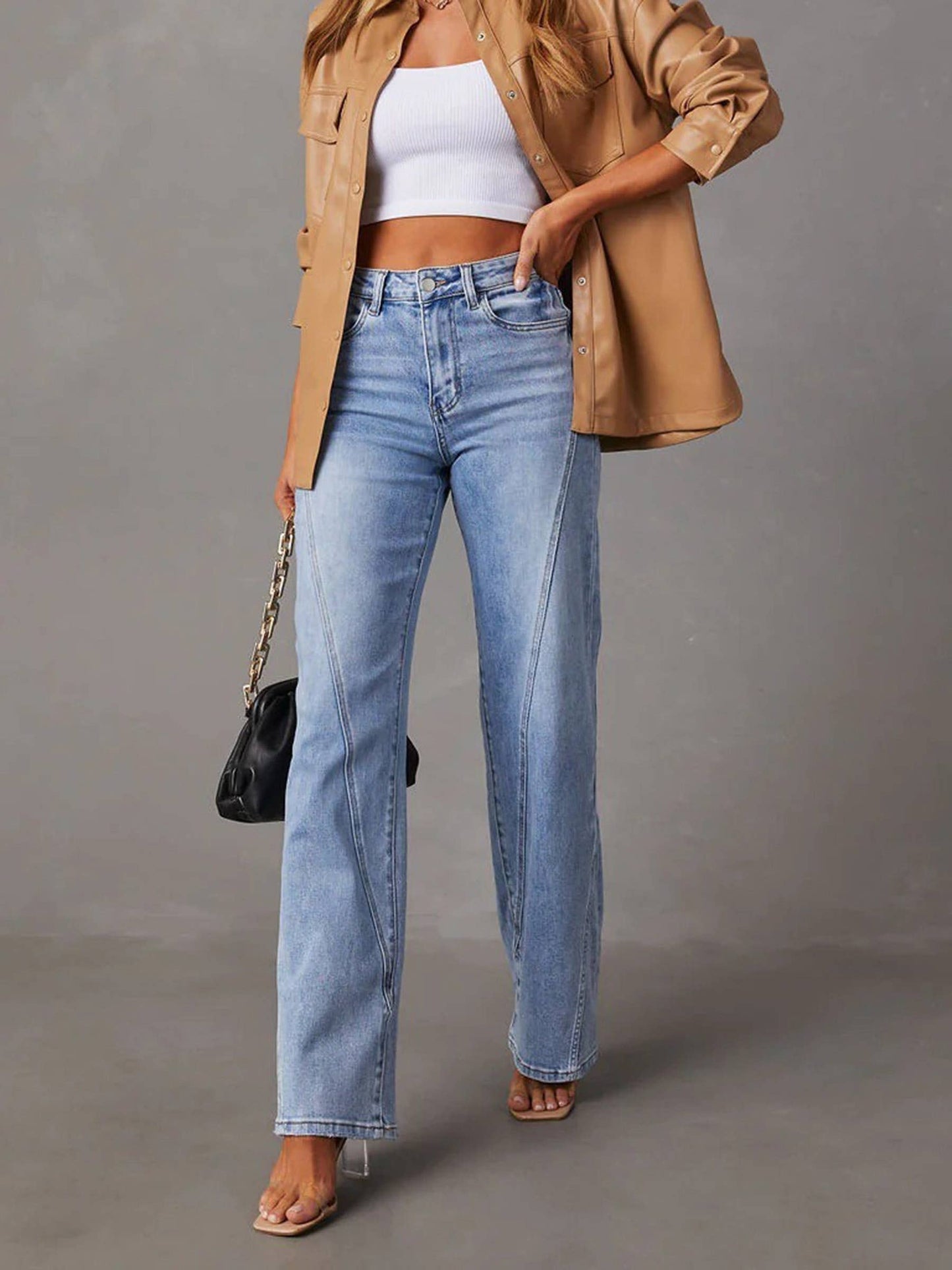 High Waisted Loose Denim Pants