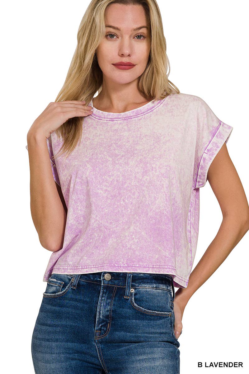 WASHED COTTON SHORT SLEEVE TOP