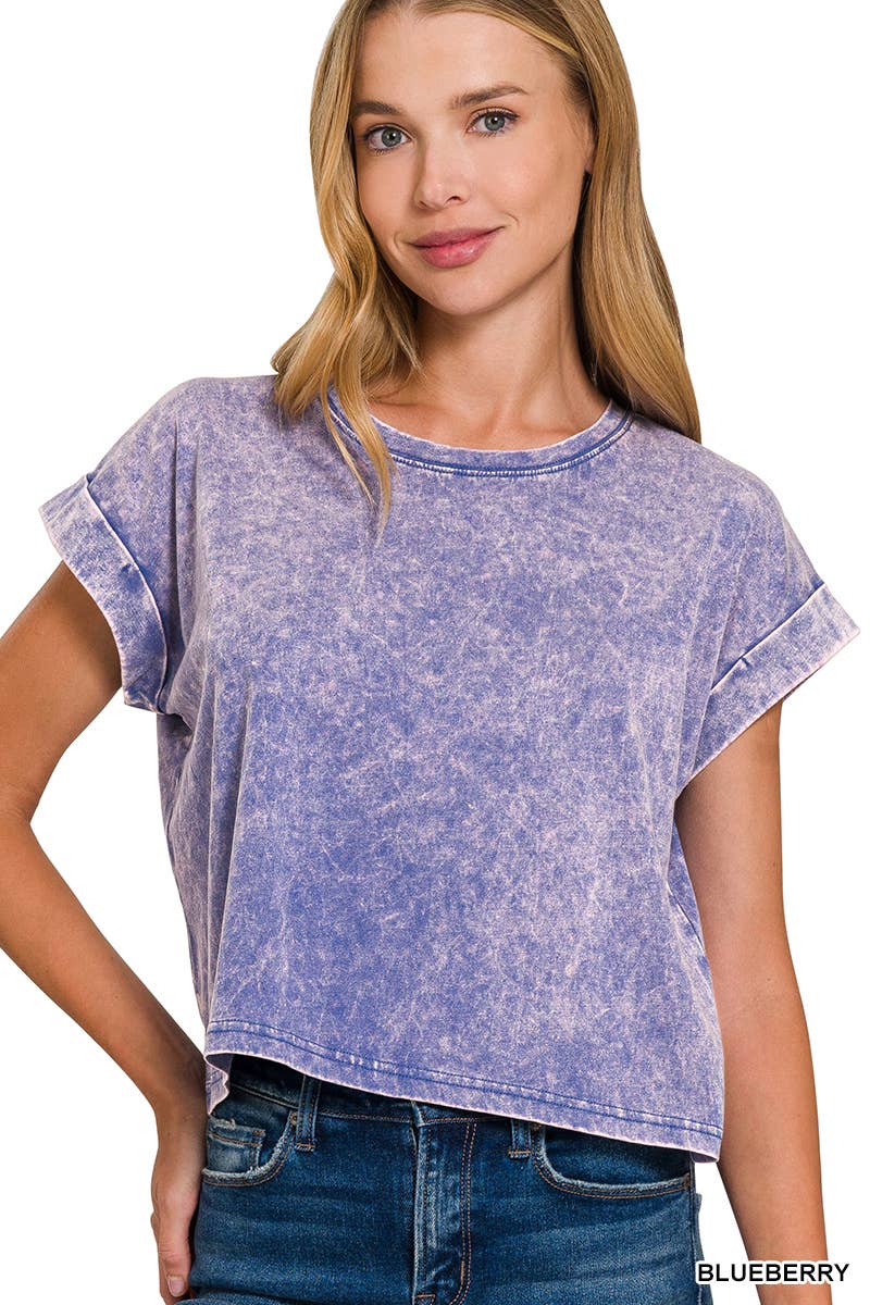 WASHED COTTON SHORT SLEEVE TOP