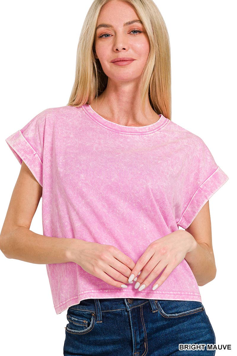 WASHED COTTON SHORT SLEEVE TOP