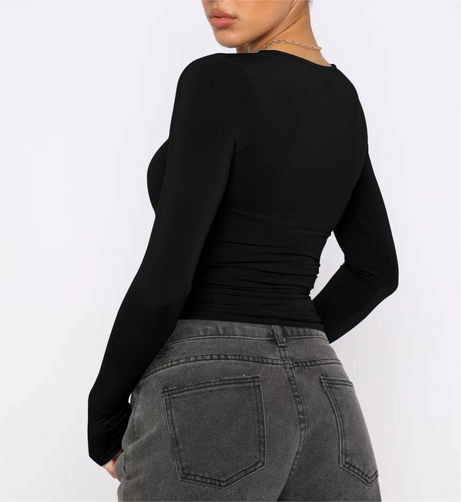 Slim fit long sleeve Basic tee women T-shirt